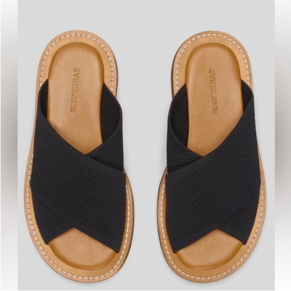 Everlane Black Cross-Strap Slide Sandals NWOT NO BOX